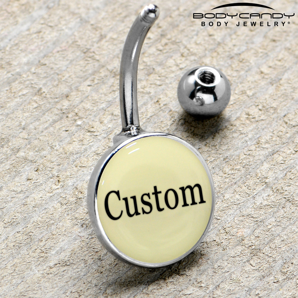 Custom Glow in the Dark Personalized Name Dangle Belly Ring