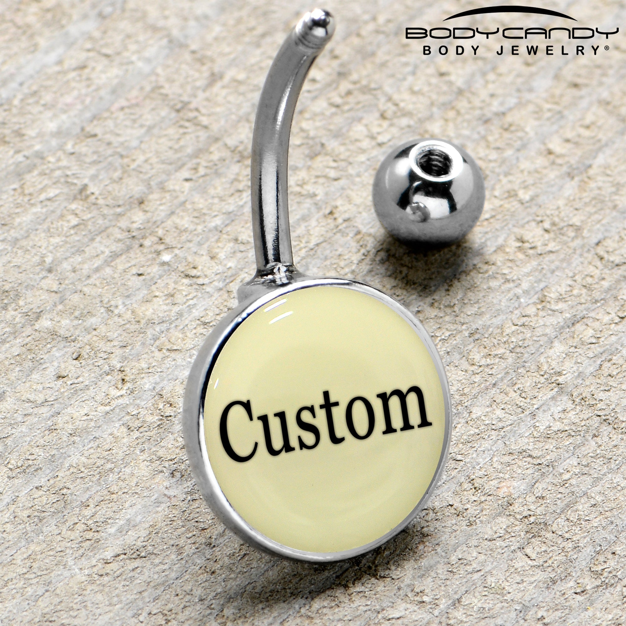 Custom Glow in the Dark Personalized Name Dangle Belly Ring