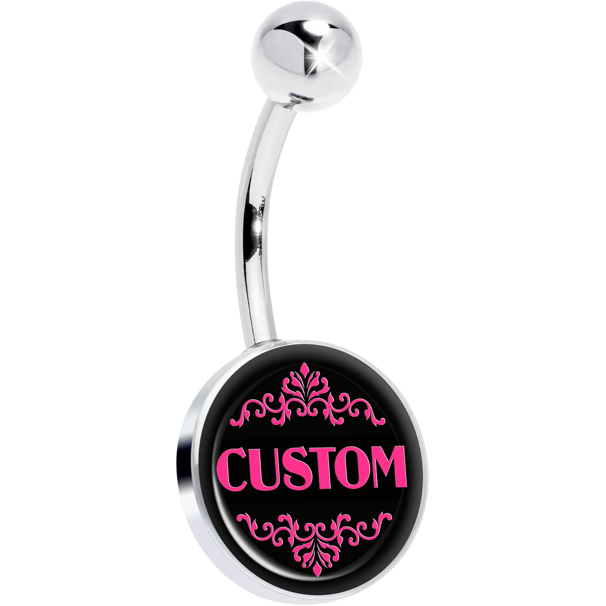 Custom Pink Personalized Name Belly Ring