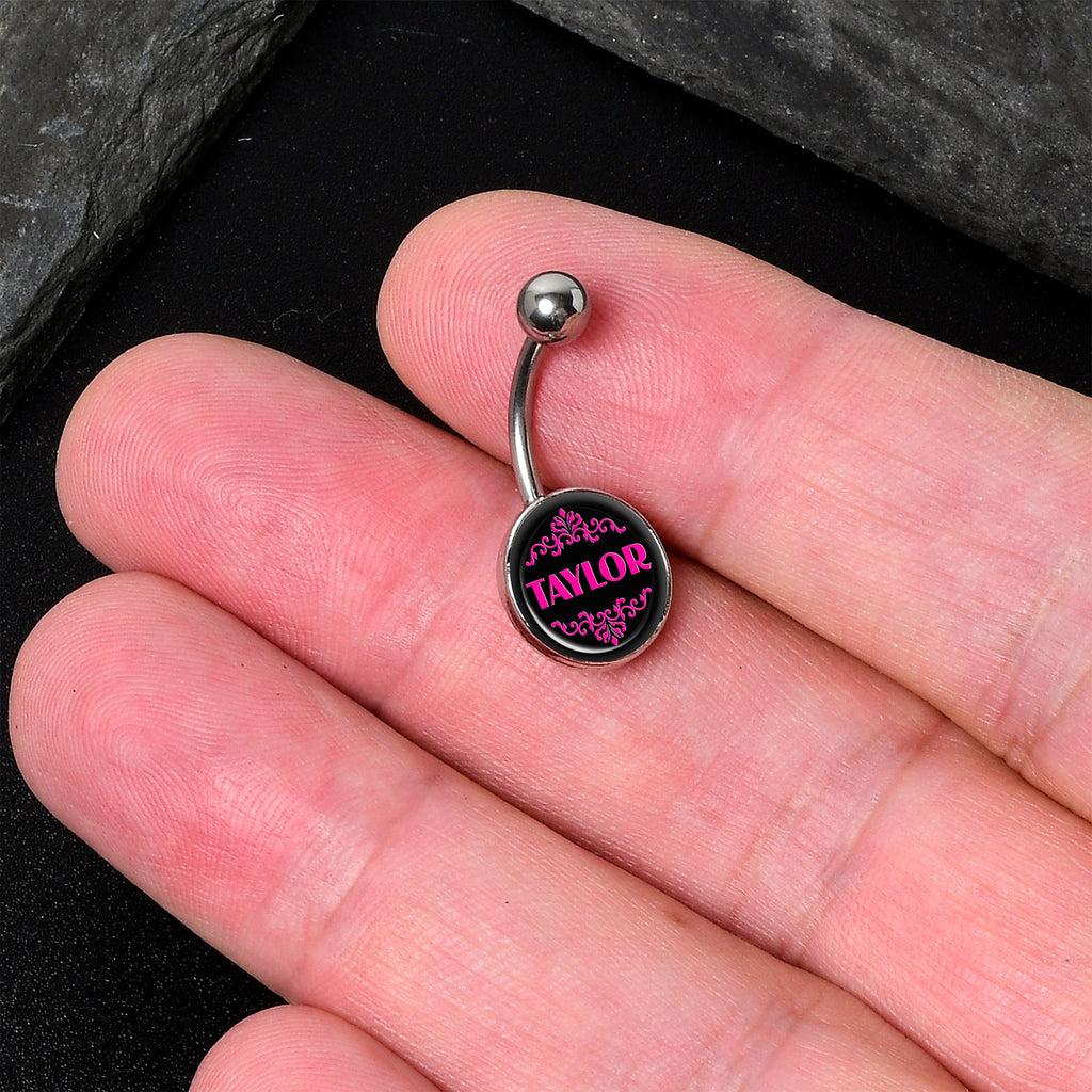 Custom Pink Personalized Name Belly Ring