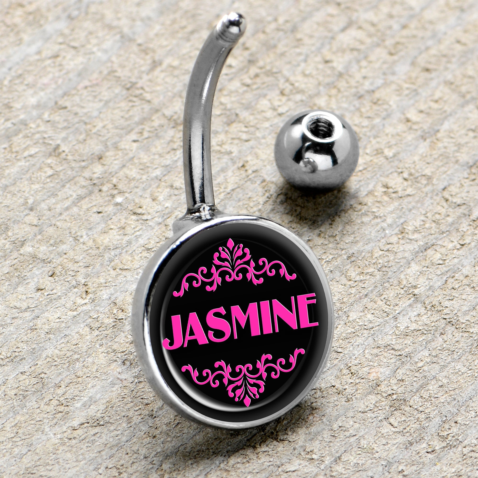 Custom Pink Personalized Name Belly Ring