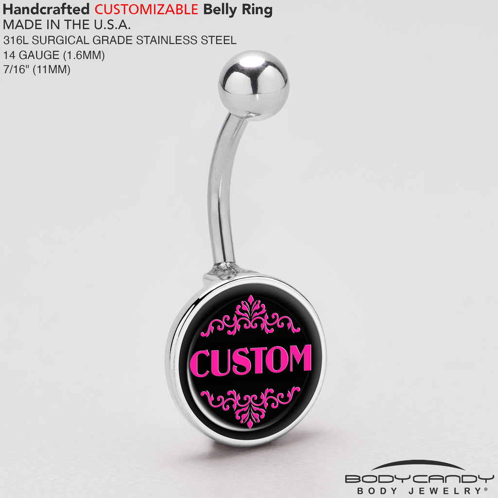 Custom Pink Personalized Name Belly Ring