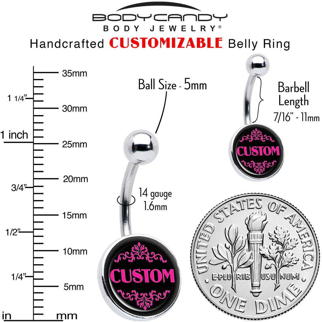 Custom Pink Personalized Name Belly Ring