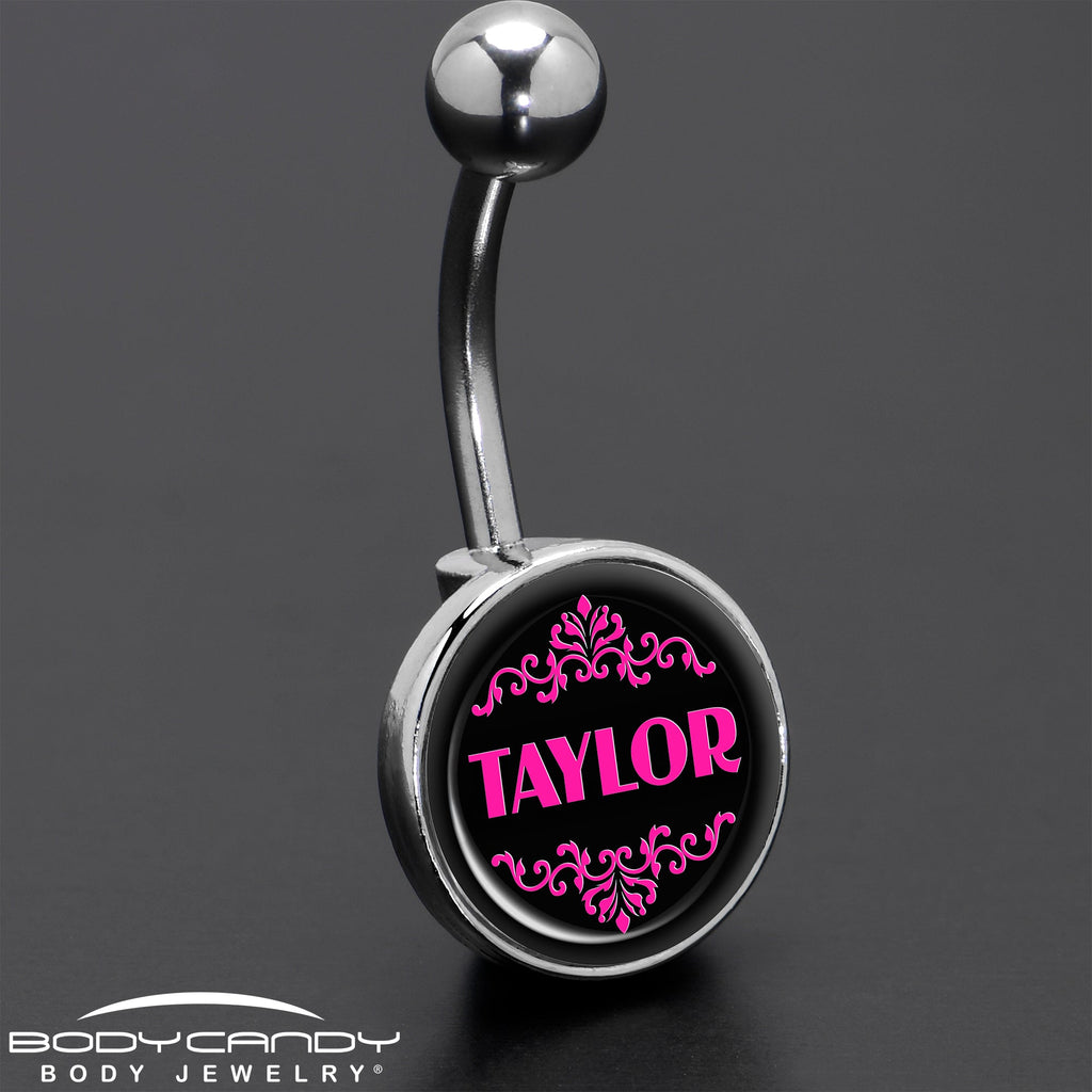 Custom Pink Personalized Name Belly Ring