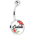 Custom Floral Personalized Name Belly Ring
