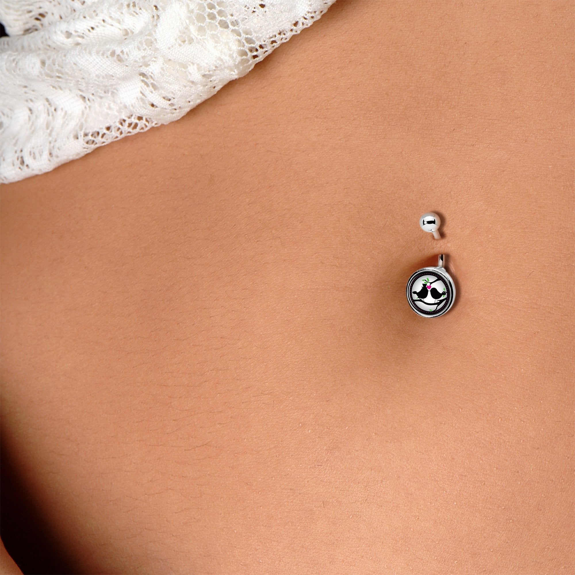 Lovebirds Silhouette Belly Ring