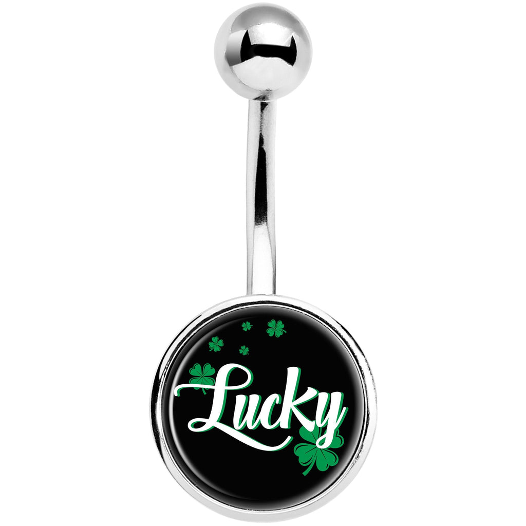 St Patricks Day Lucky Shamrock Belly Ring