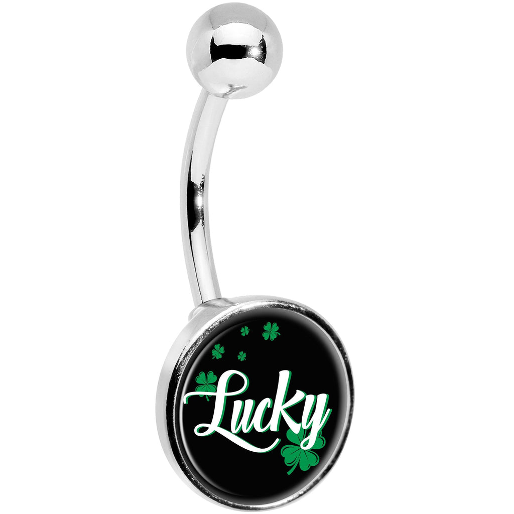 St Patricks Day Lucky Shamrock Belly Ring