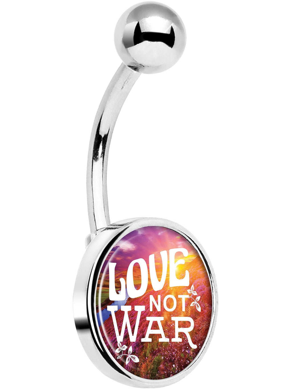 Love Not War Belly Ring