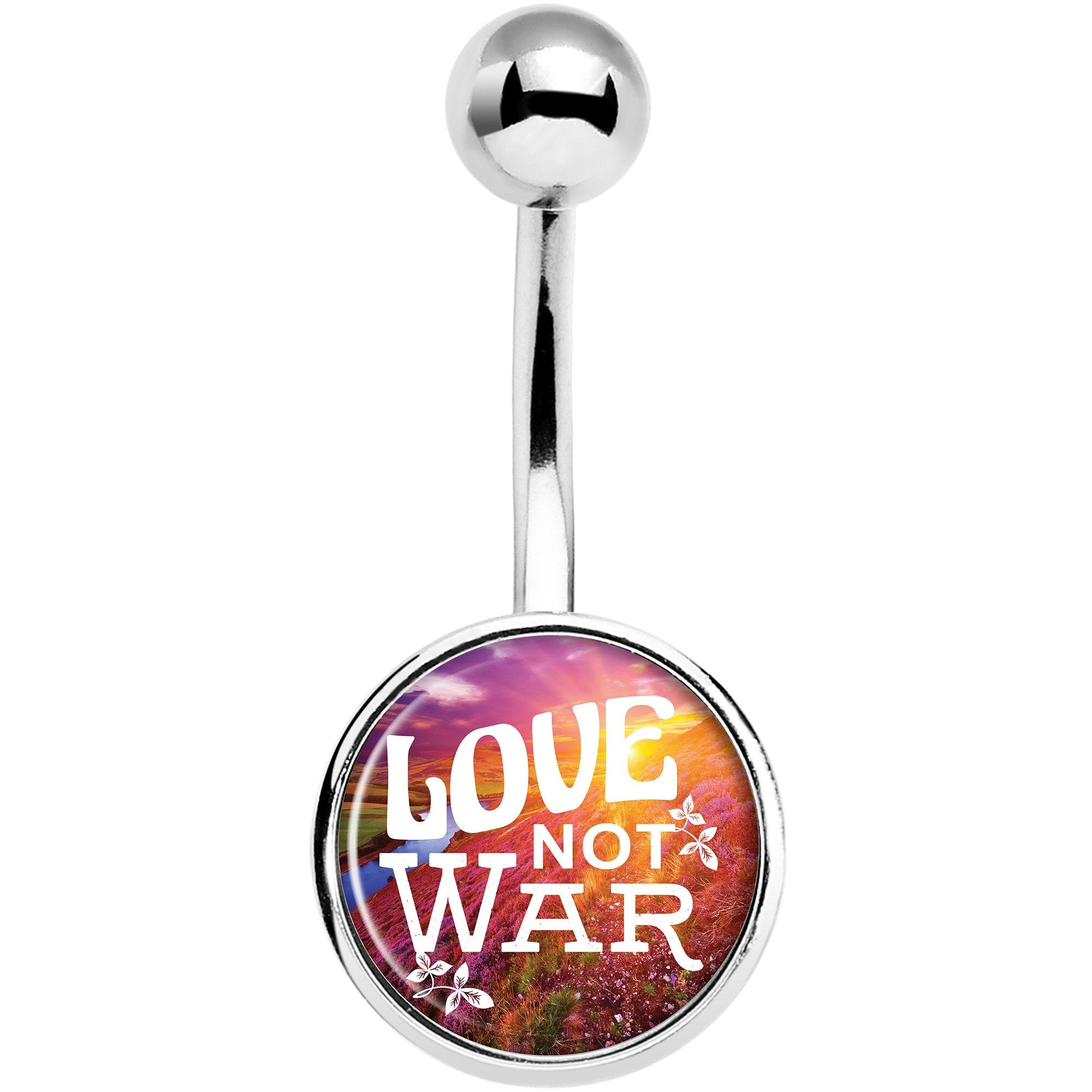 Love Not War Belly Ring