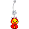 Clear Gem Hot Litle Devil Duck Dangle Belly Ring by Onyx O