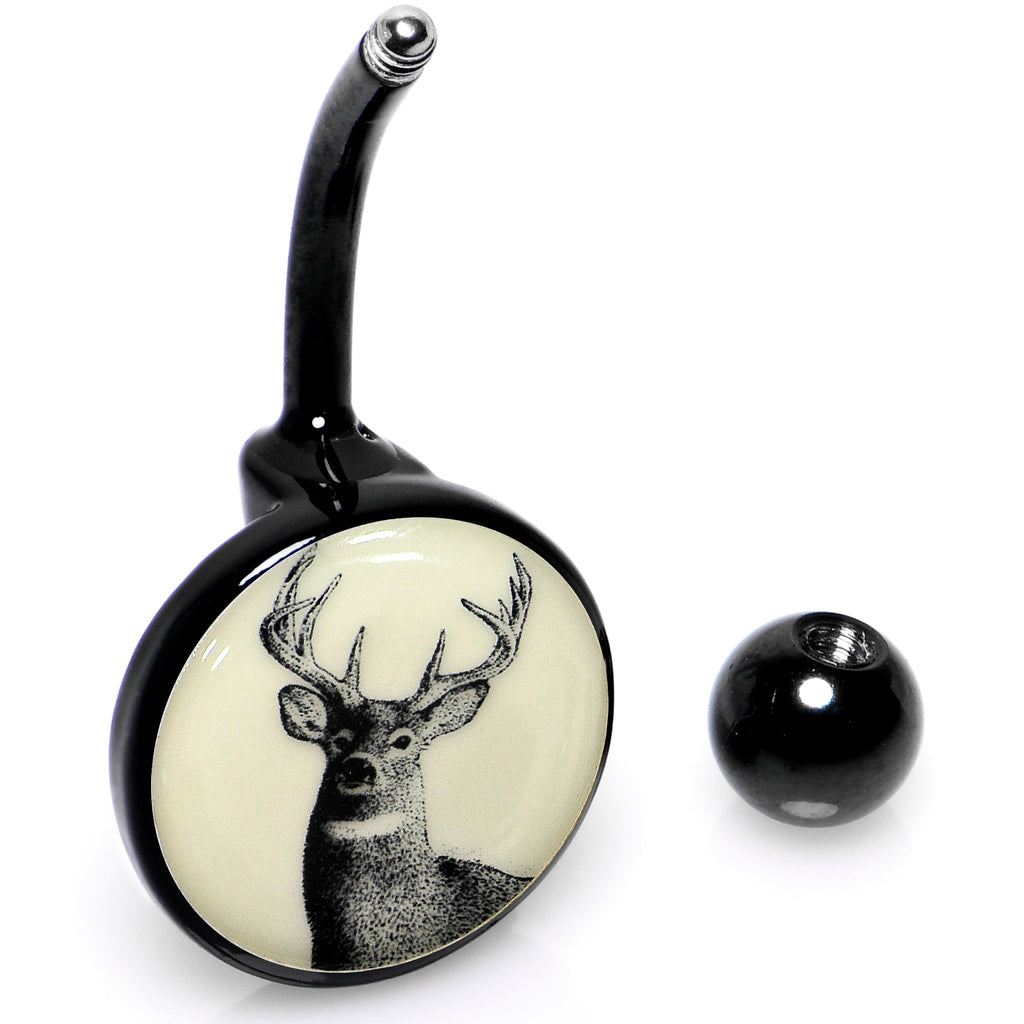 Glow in the Dark Titanium Deer Buck Belly Ring
