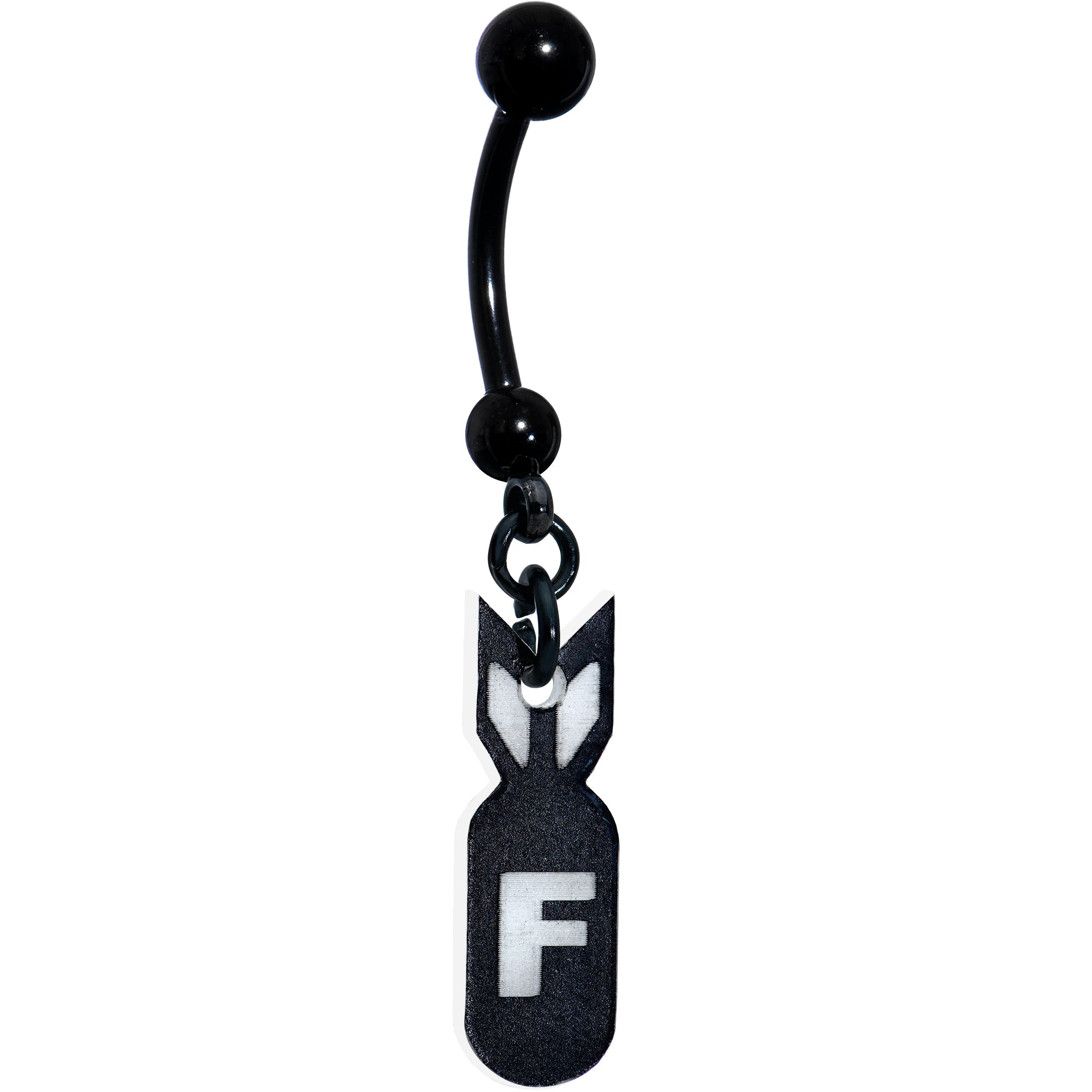 Black Glow in the Dark F Bomb Dangle Belly Ring