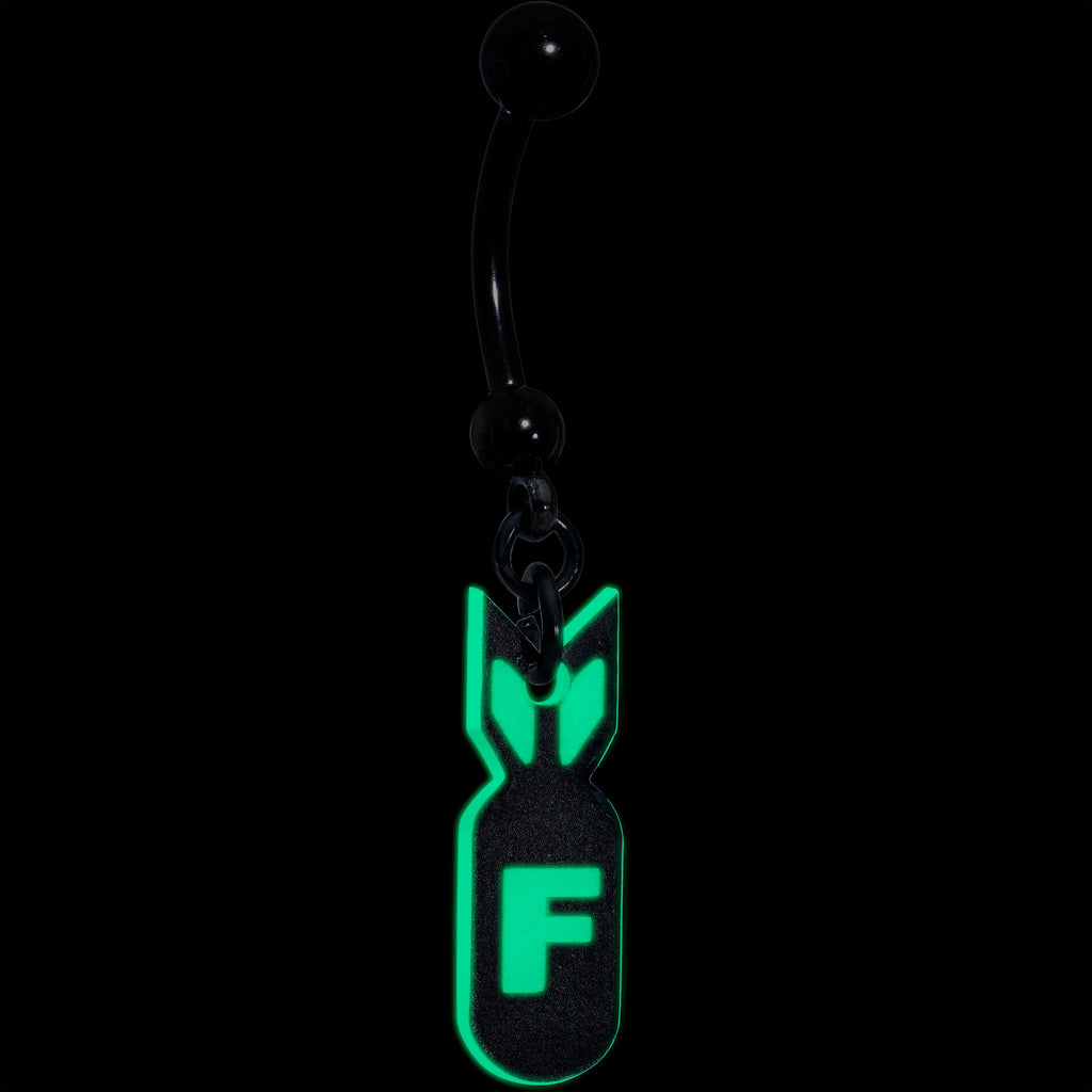 Black Glow in the Dark F Bomb Dangle Belly Ring