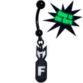 Black Glow in the Dark F Bomb Dangle Belly Ring