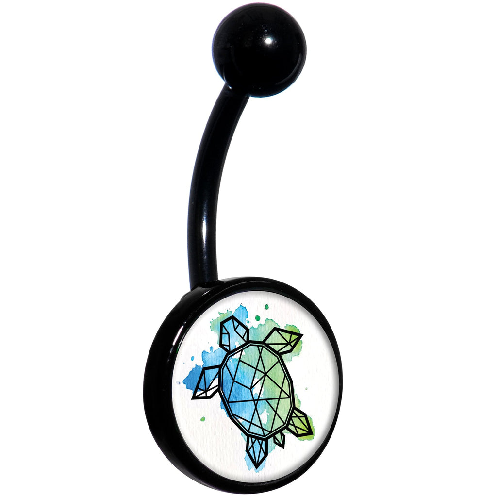 Watercolor Geometric Turtle Black Belly Ring