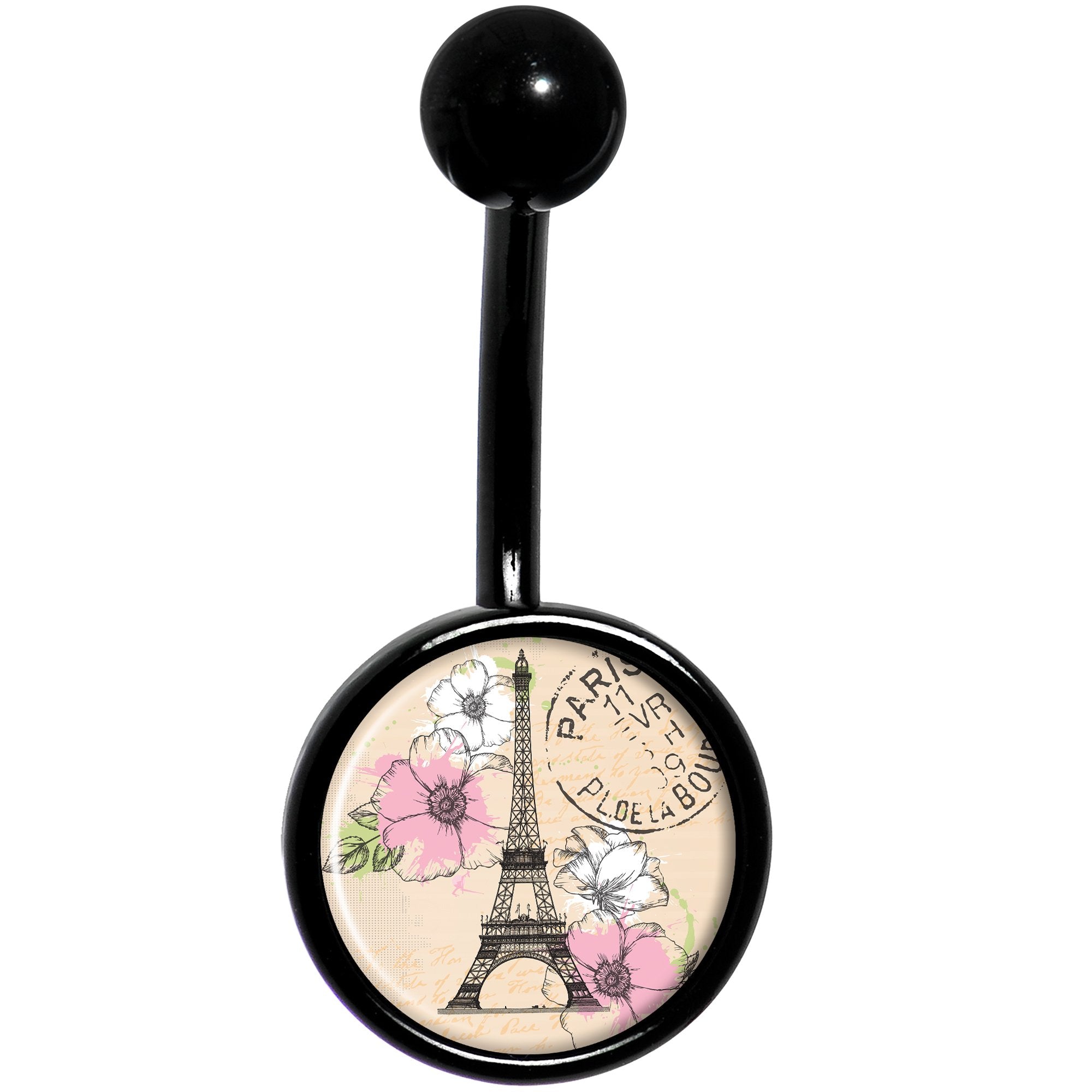 With Love from Paris Black Belly Ring