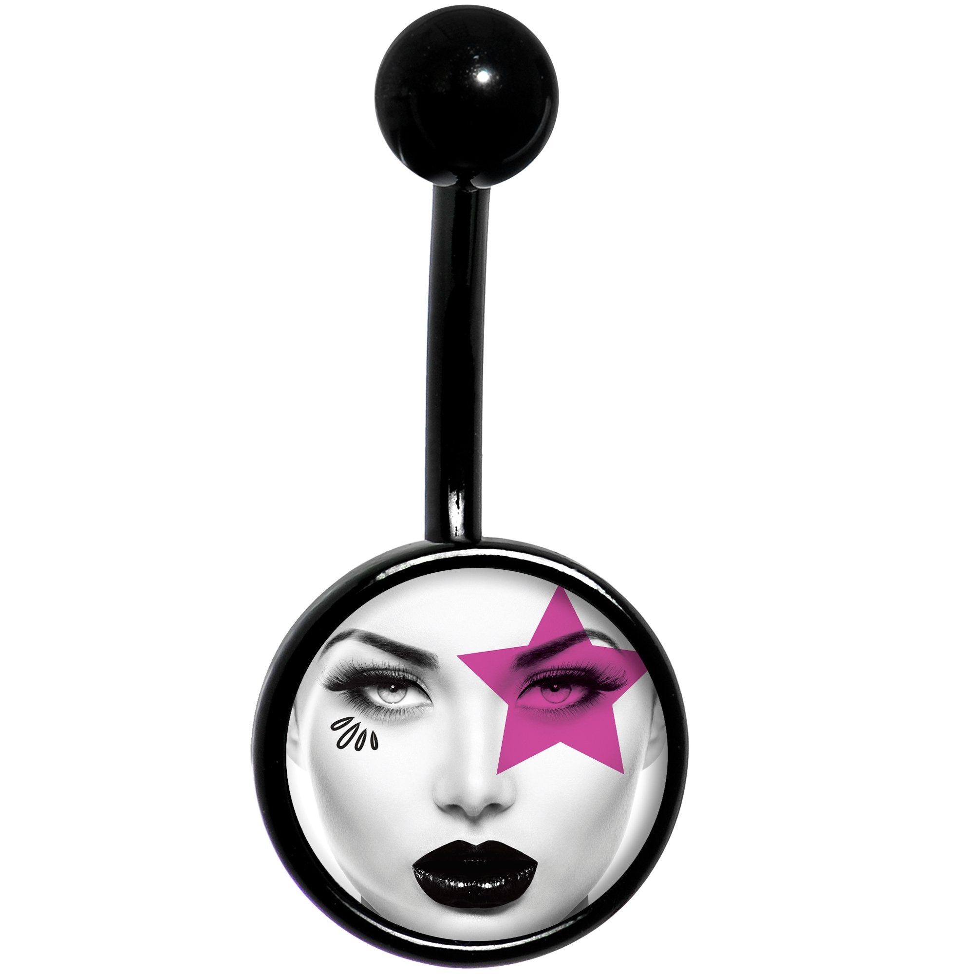 Pretty Pink Model Super Star Black Belly Ring