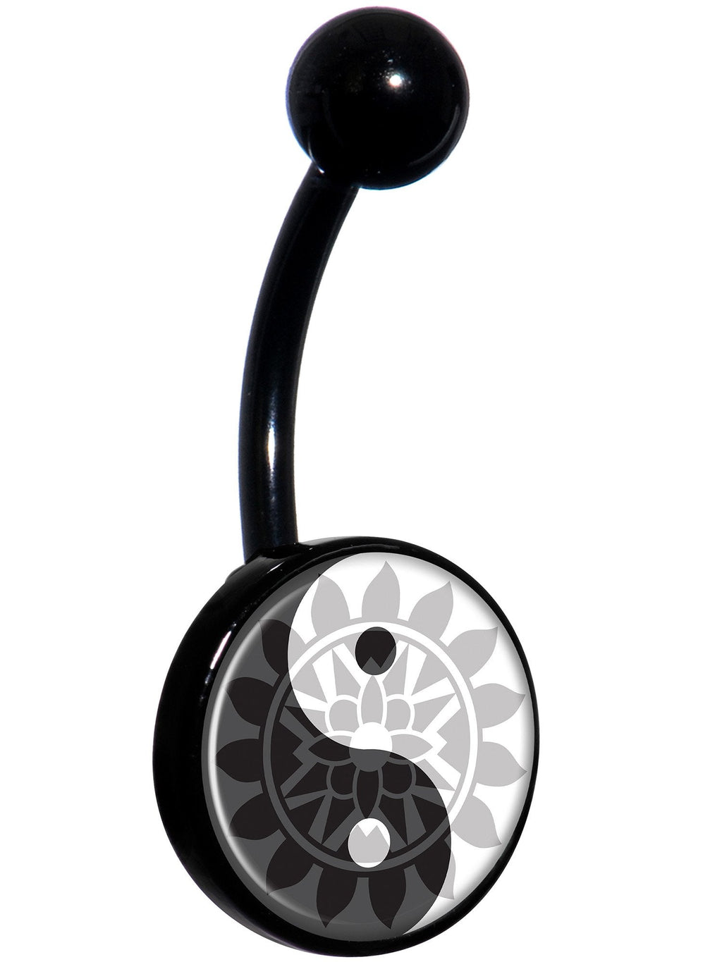 Mandala Yin Yang Black Belly Ring
