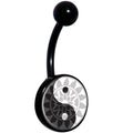 Mandala Yin Yang Black Belly Ring