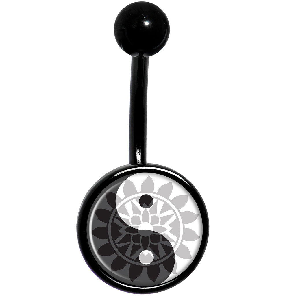 Mandala Yin Yang Black Belly Ring