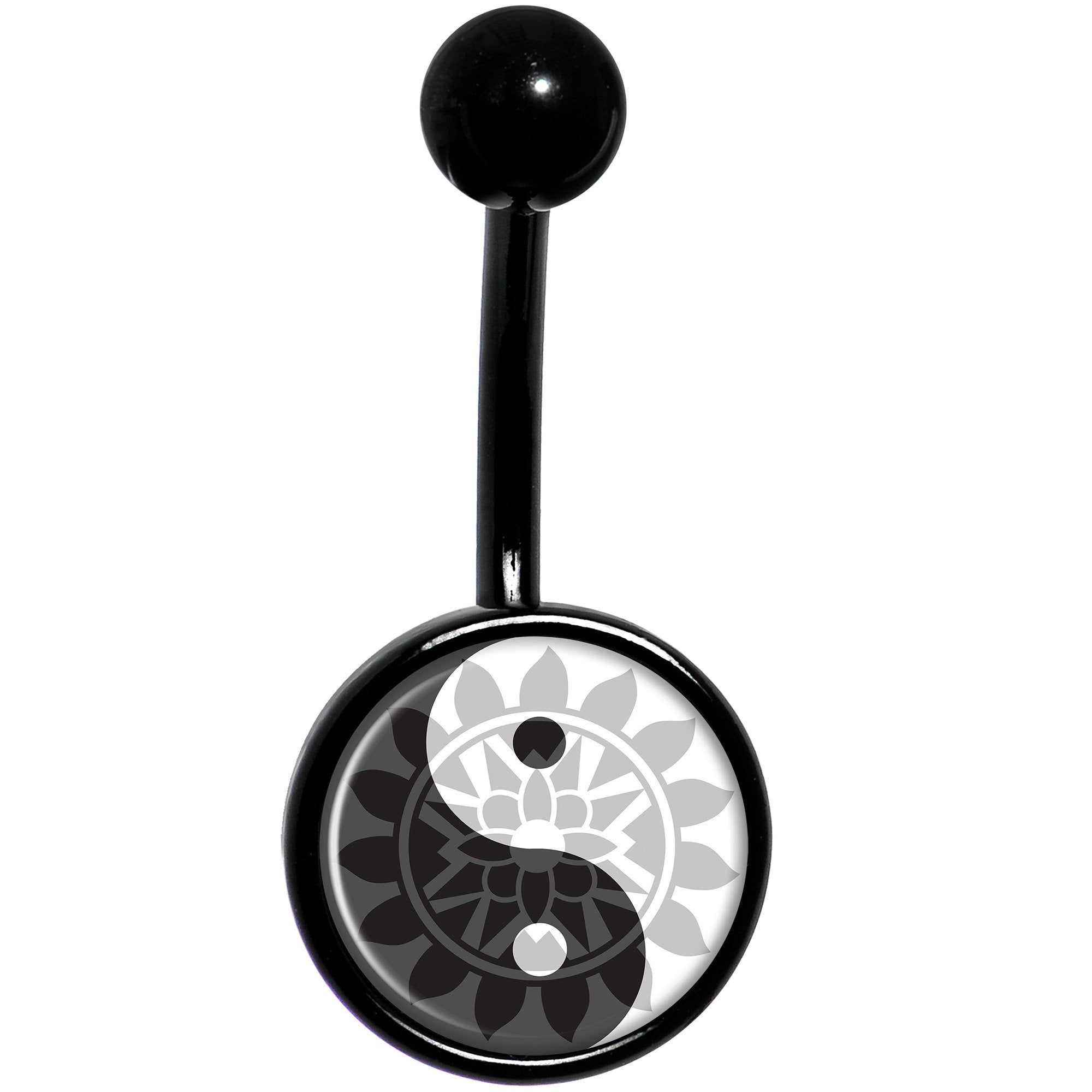Mandala Yin Yang Black Belly Ring