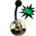 Black Titanium Magic Witch Hat Glow in the Dark Belly Ring