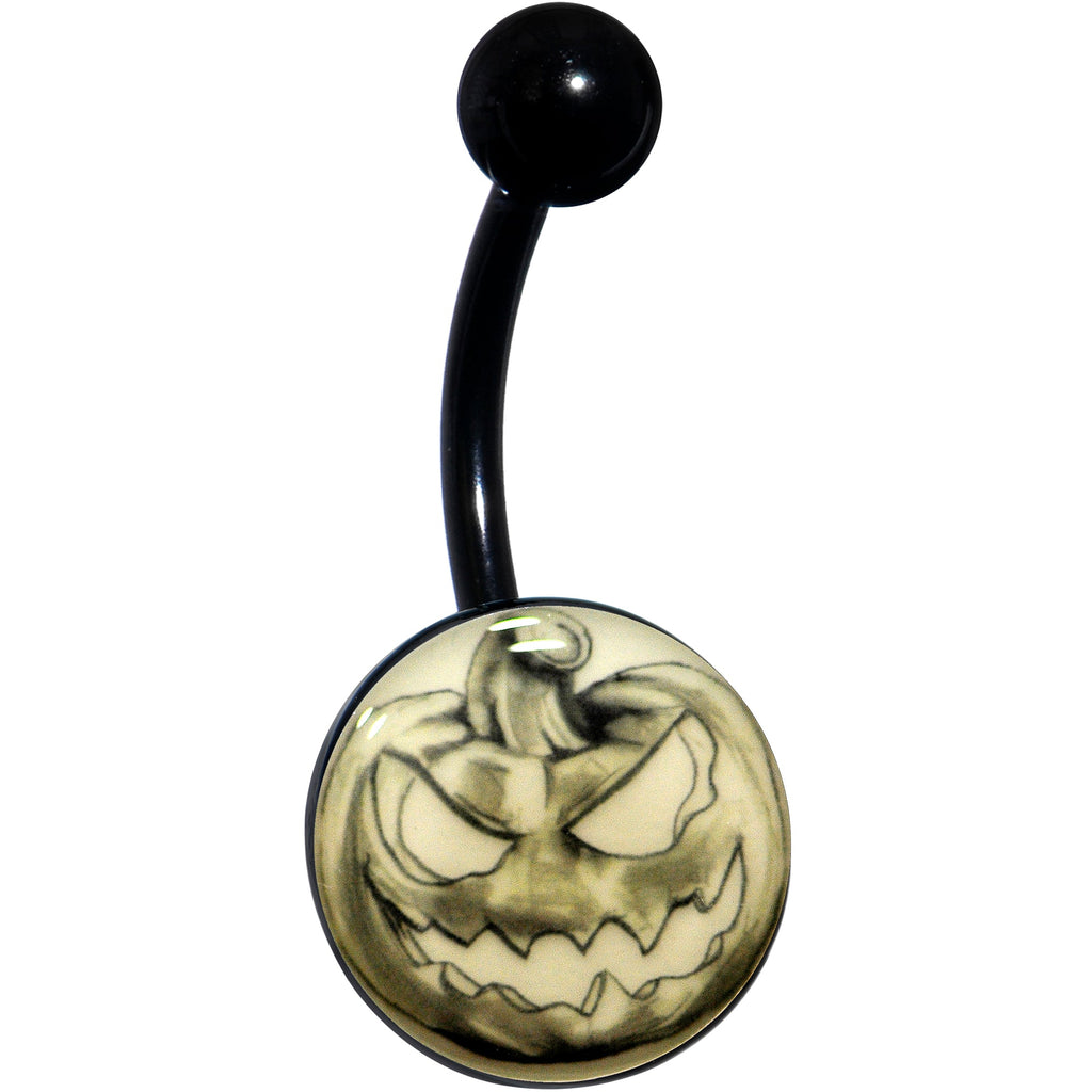 Black Titanium Bad Jack O' Lantern Glow in the Dark Belly Ring