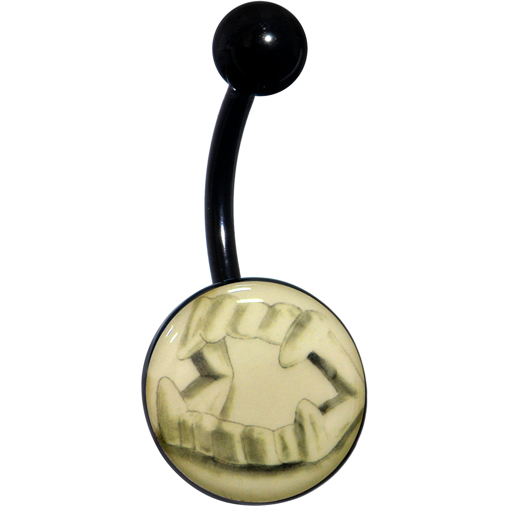 Black Titanium Fearsome Fangs Glow in the Dark Belly Ring