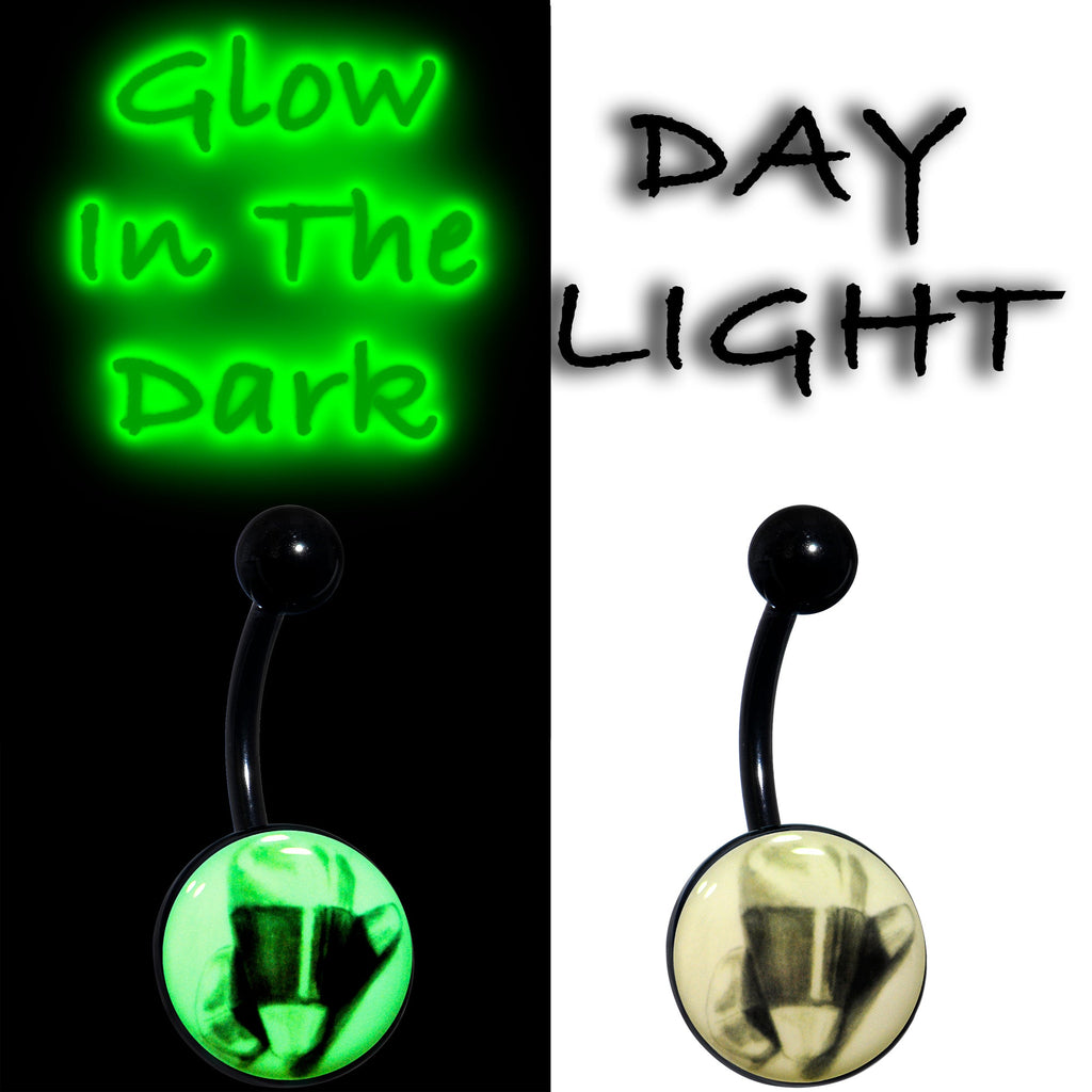 Black Titanium Classic Candy Corn Glow in the Dark Belly Ring