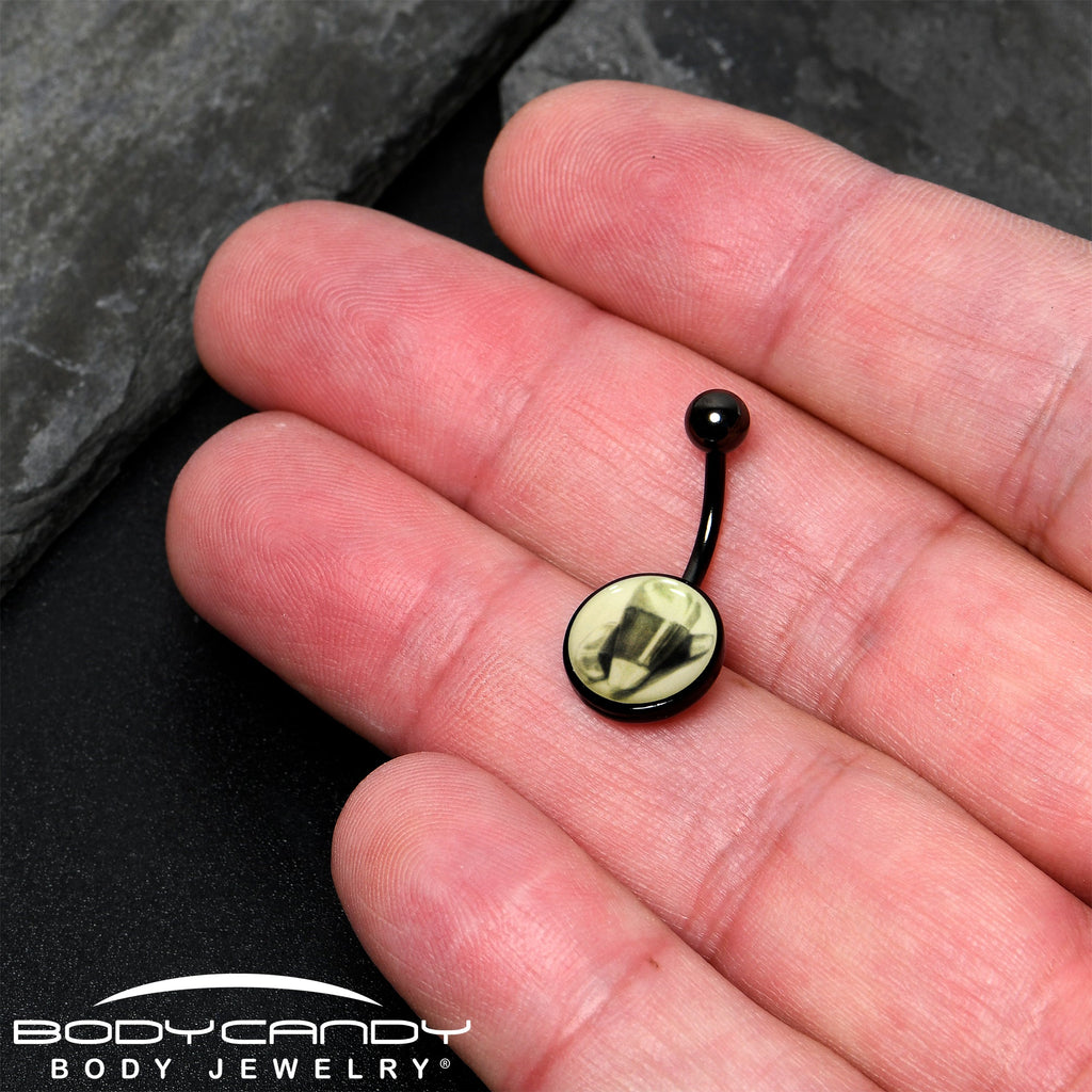 Black Titanium Classic Candy Corn Glow in the Dark Belly Ring