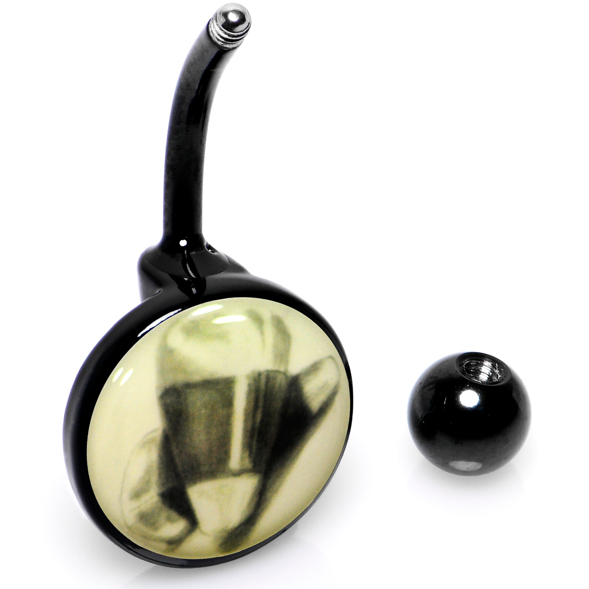 Black Titanium Classic Candy Corn Glow in the Dark Belly Ring