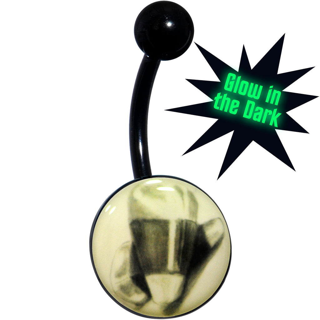Black Titanium Classic Candy Corn Glow in the Dark Belly Ring