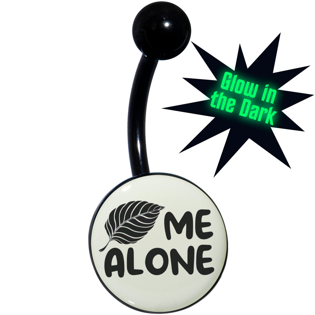 Glow in the Dark Black Leaf Me Alone Belly Ring by Onyx O