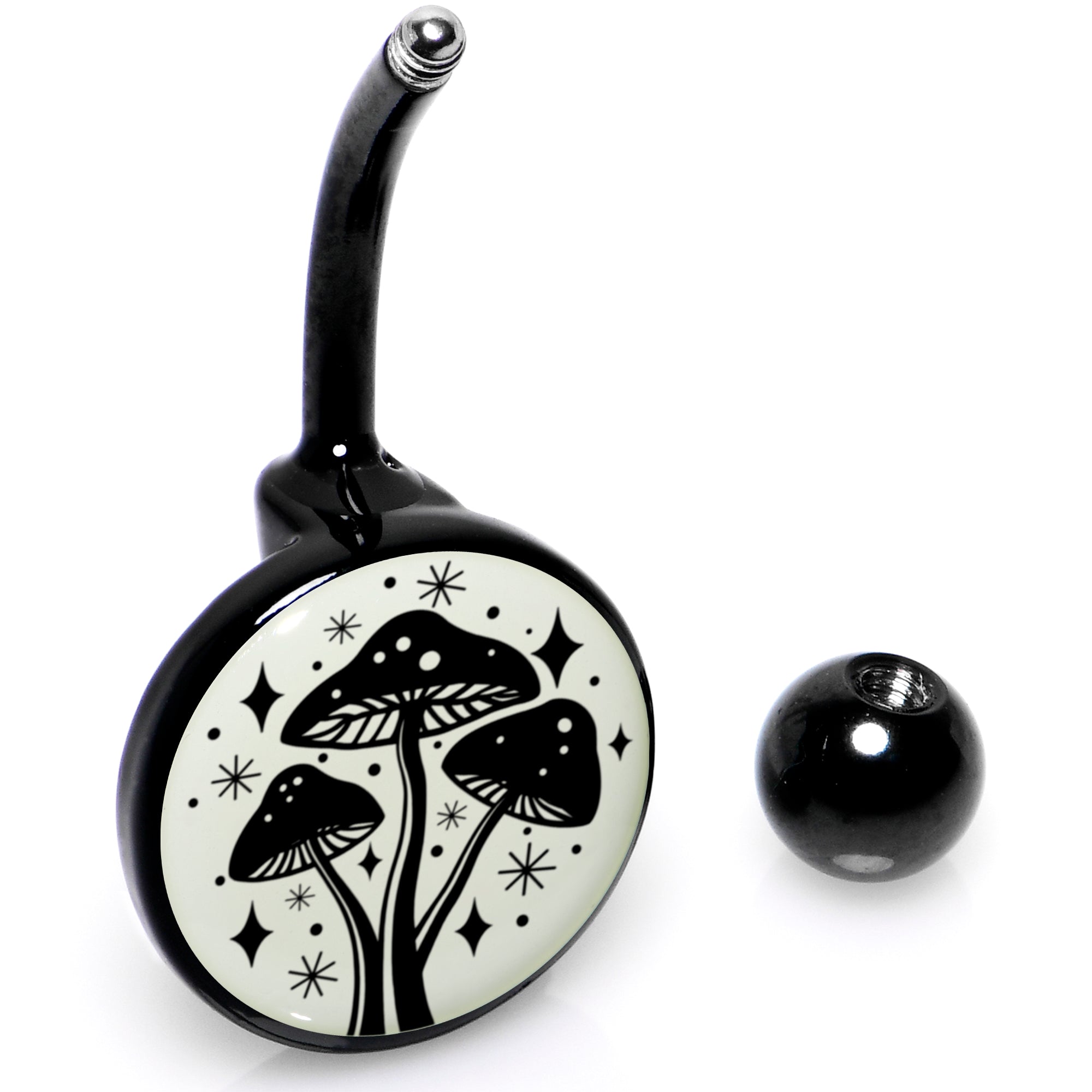 Glow in the Dark Mystic Mushroom Belly Ring by Onyx O