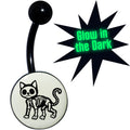 Black Anodized Glow in the Dark Skeleton Kitty Cat Belly Ring by Onyx O