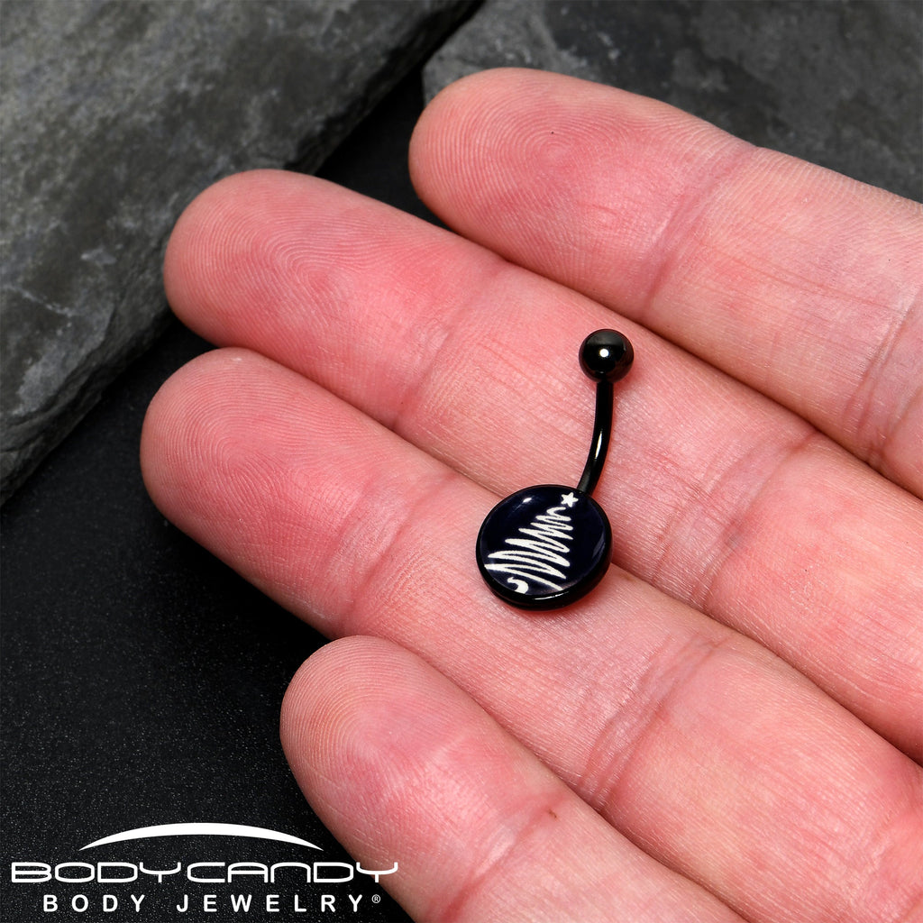 Black Glow in the Dark Holiday Christmas Tree Belly Ring by Onyx O