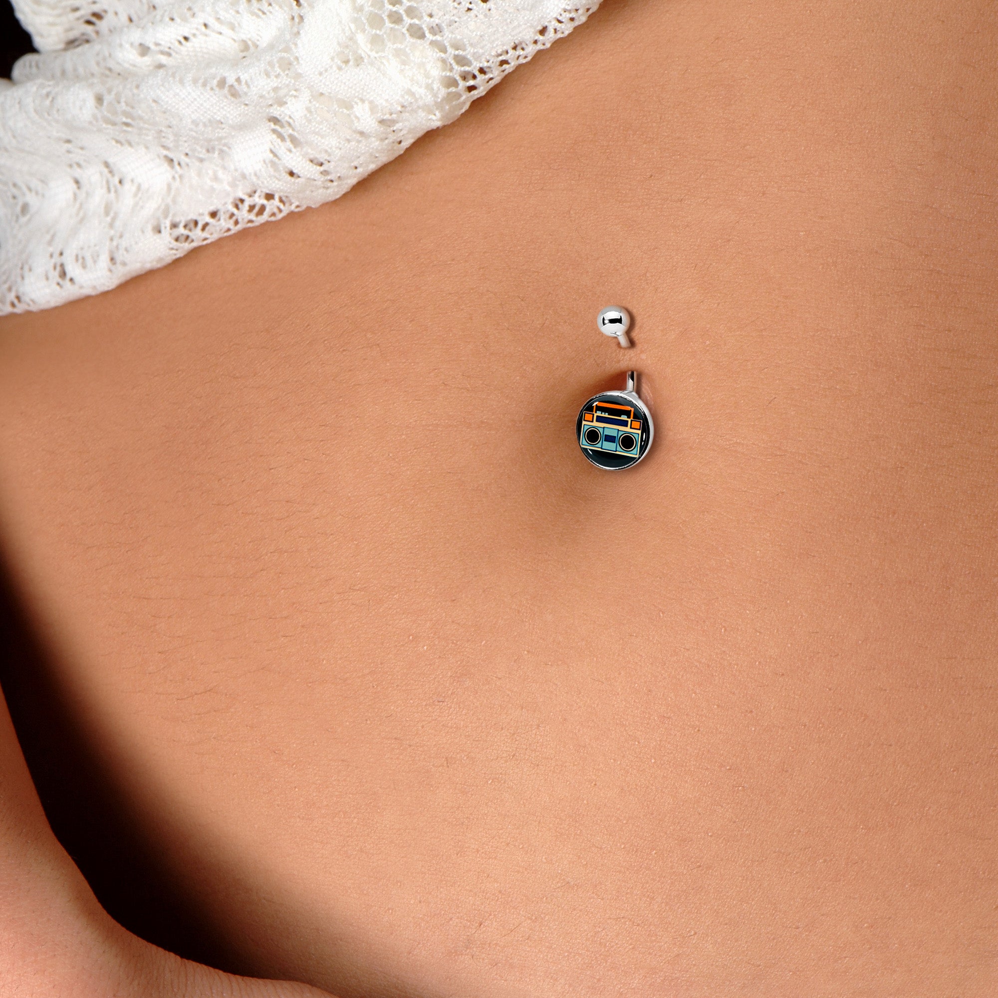 Retro Boombox Belly Ring by Onyx O
