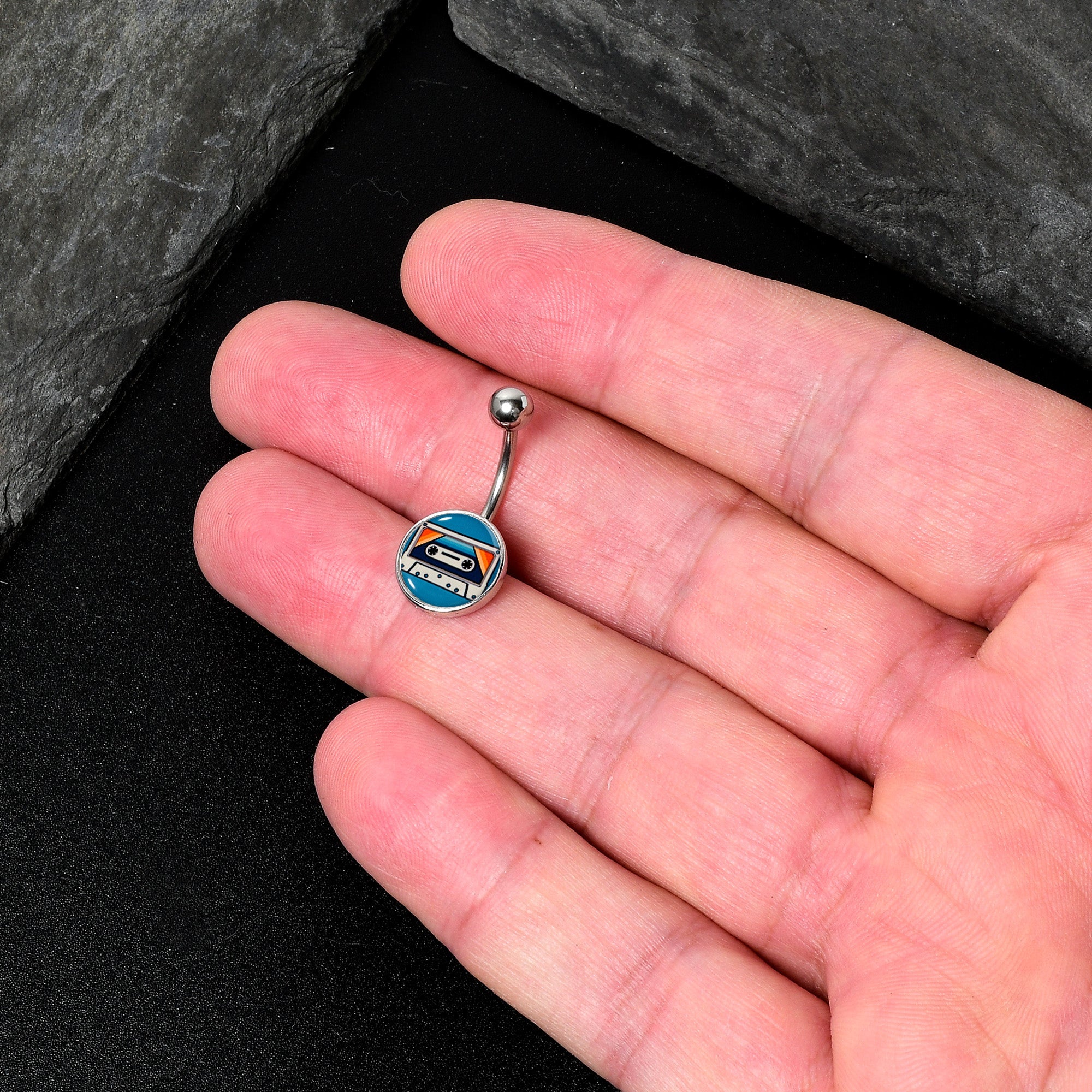 Retro Cassette Tape Belly Ring by Onyx O