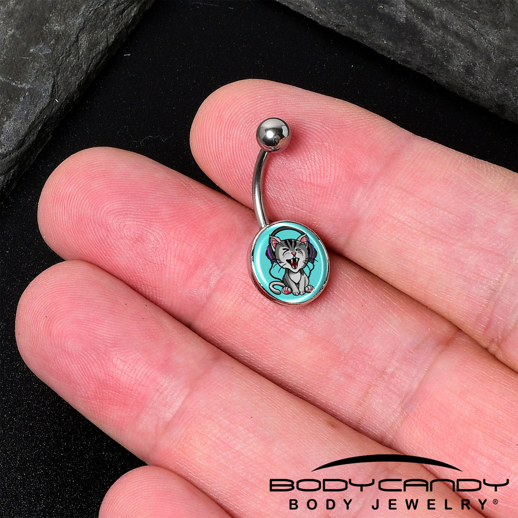 Heavy Metal Kitty Cat Belly Ring by Onyx O