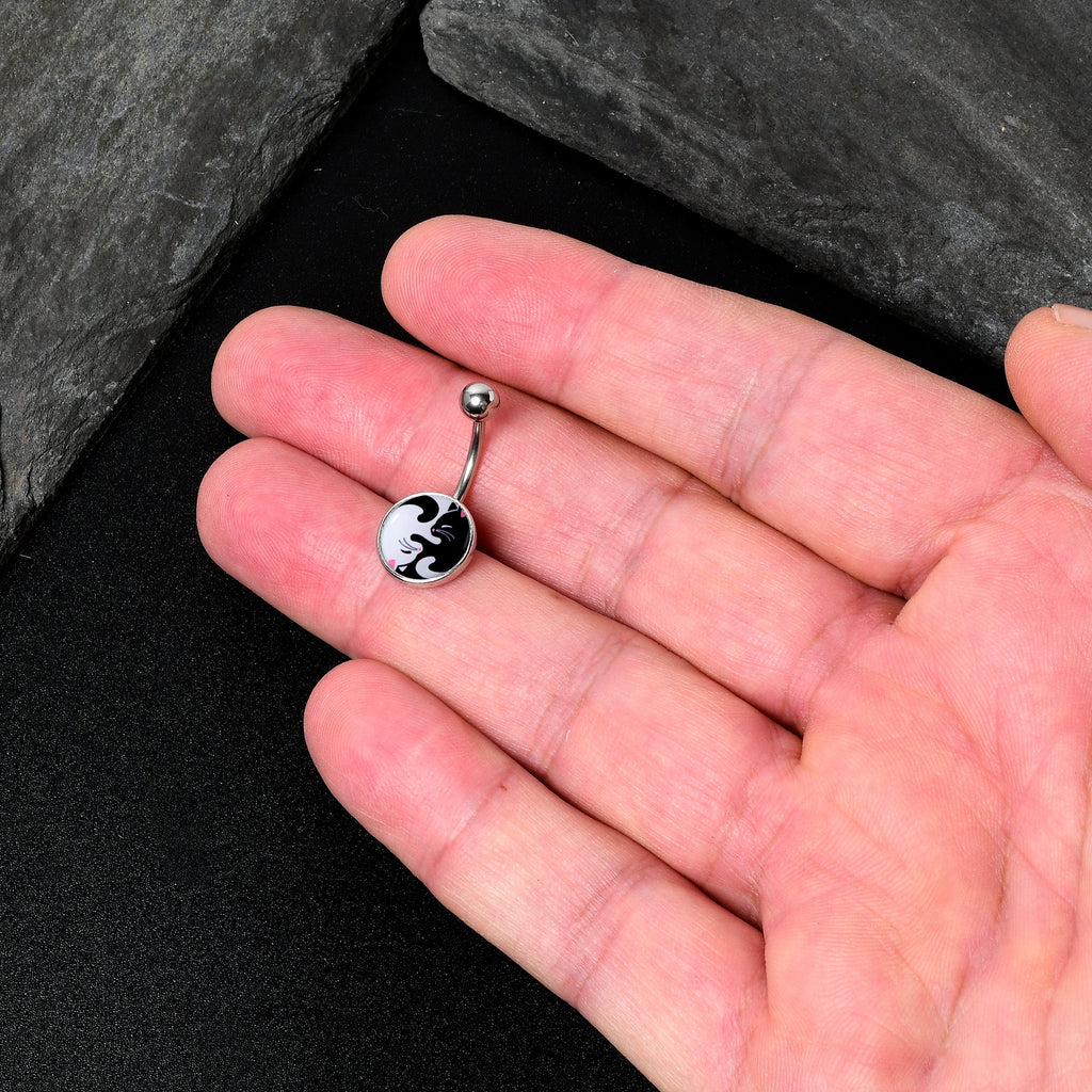 Cute Kitty Cat Yin Yang Belly Ring by Onyx O