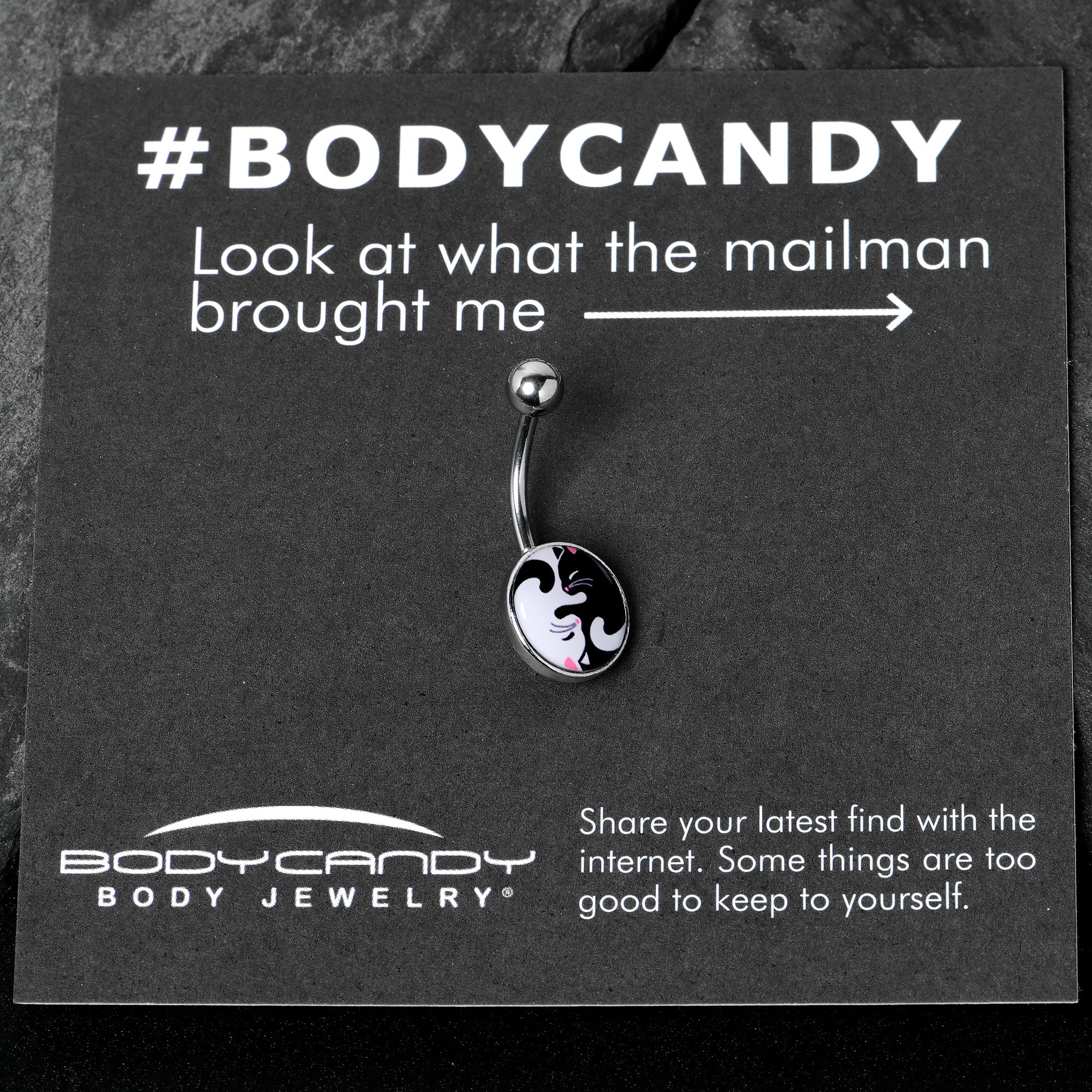Cute Kitty Cat Yin Yang Belly Ring by Onyx O