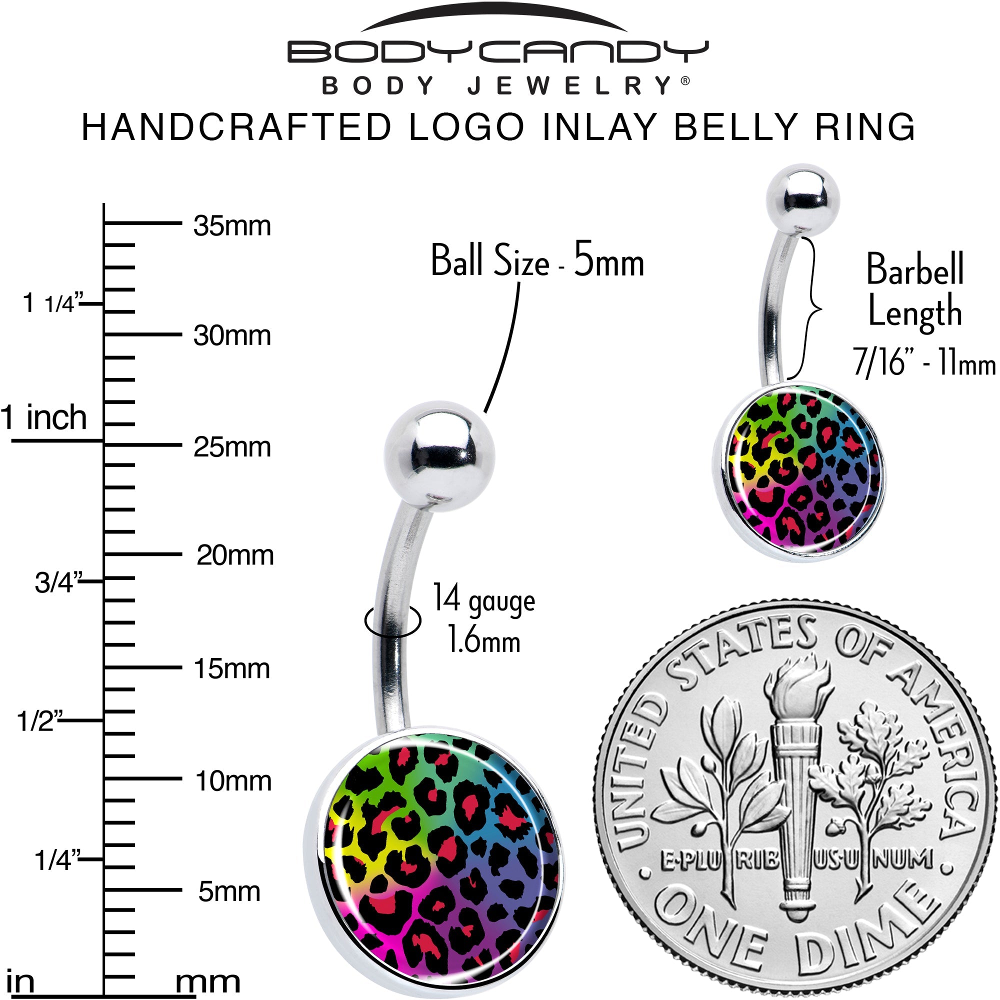 Rainbow Cheetah Print Belly Ring by Onyx O
