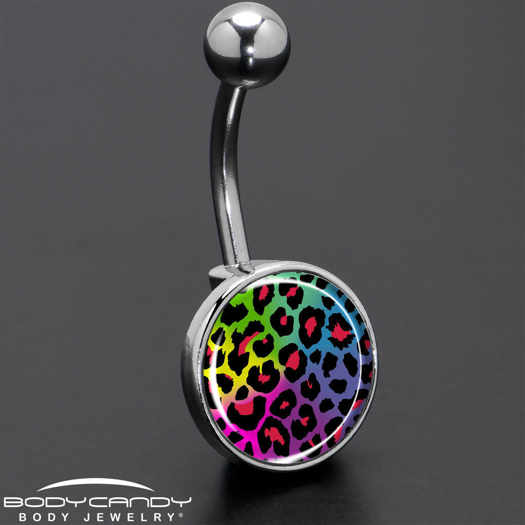 Rainbow Cheetah Print Belly Ring by Onyx O