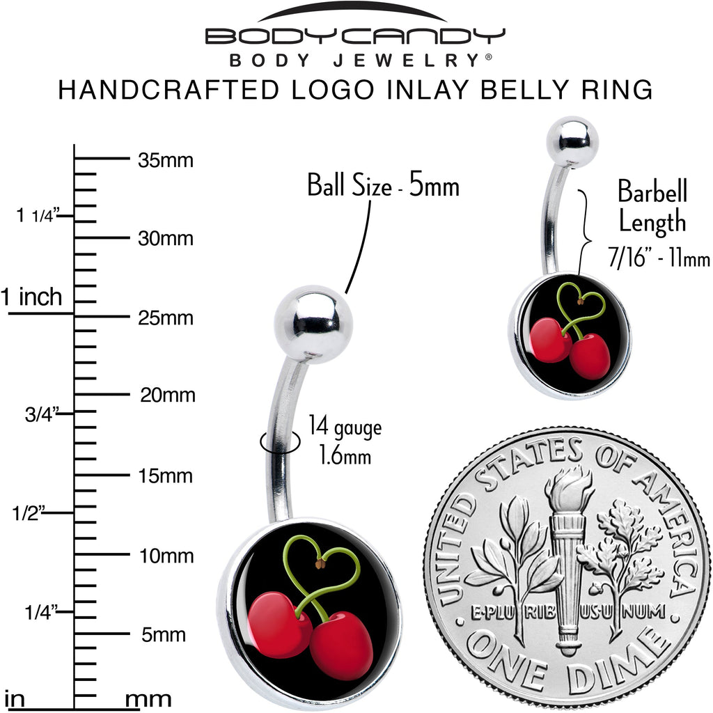 Cherry Heart Belly Ring by Onyx O