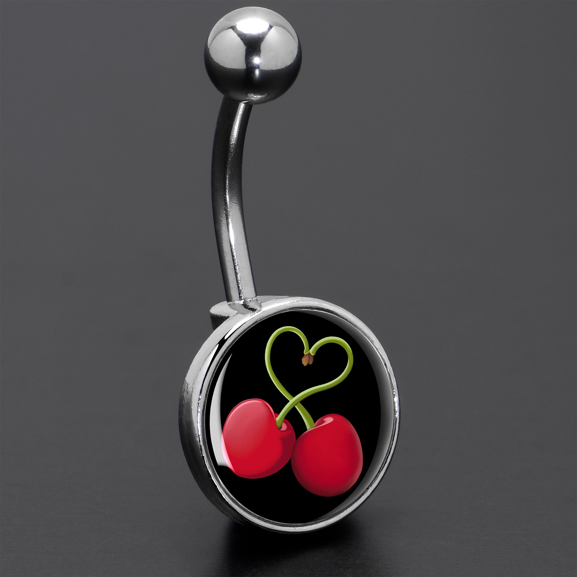 Cherry Heart Belly Ring by Onyx O