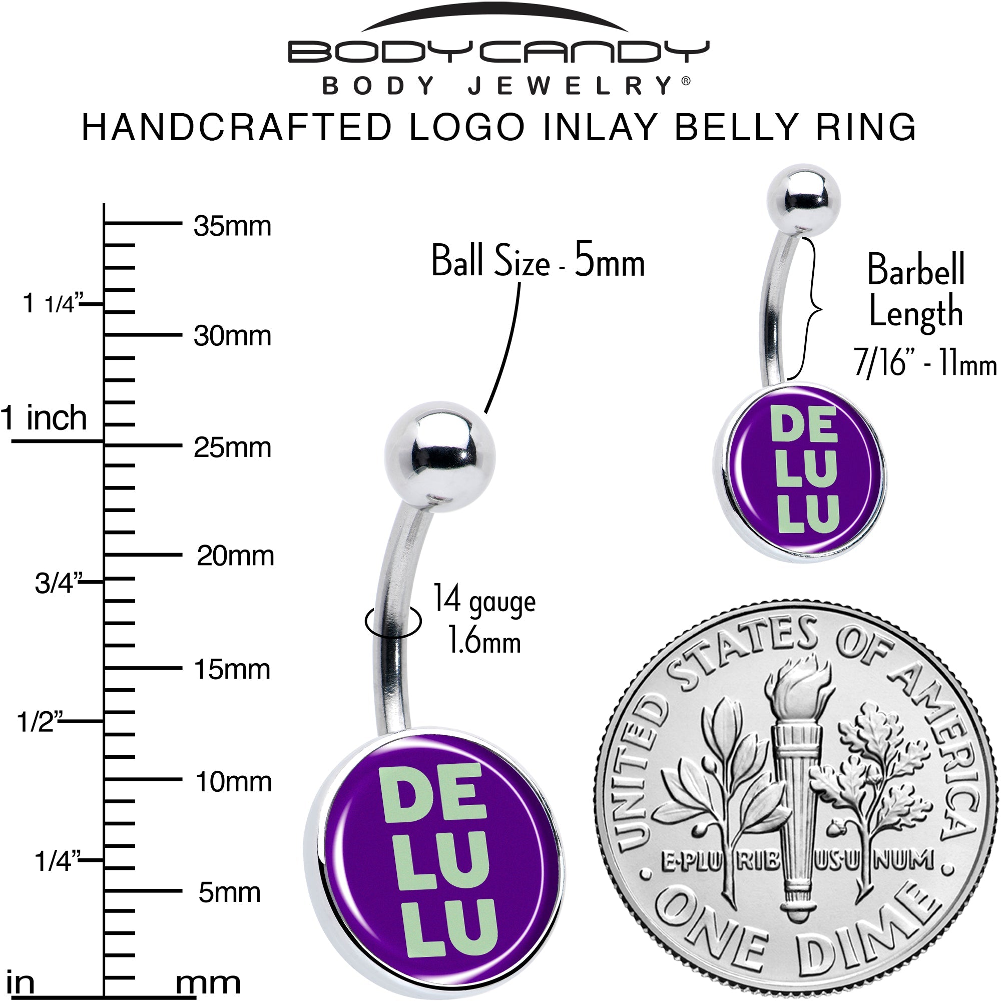 Word DELULU Belly Ring by Onyx O