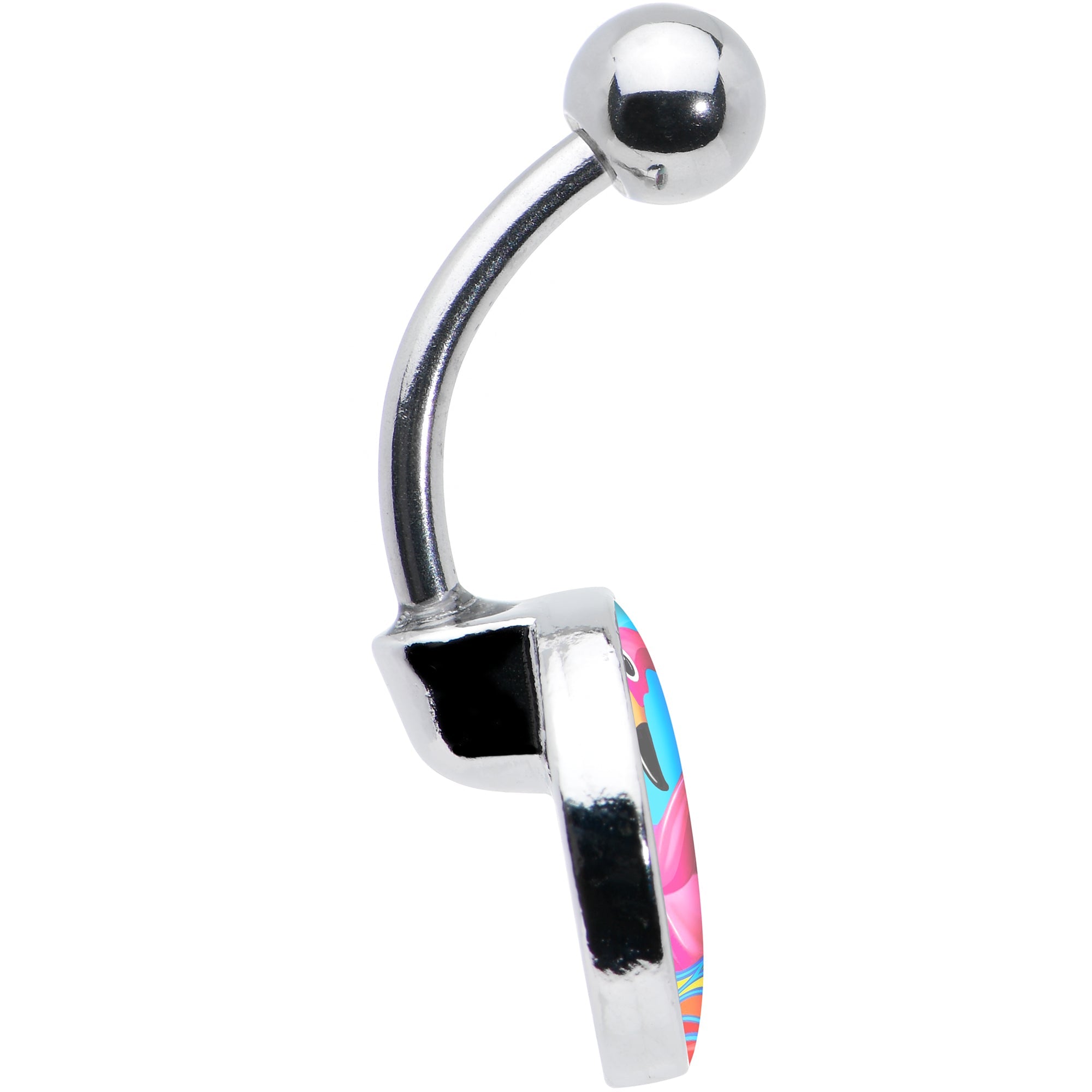Rainbow Sea Floating Flamingo Belly Ring by Onyx O