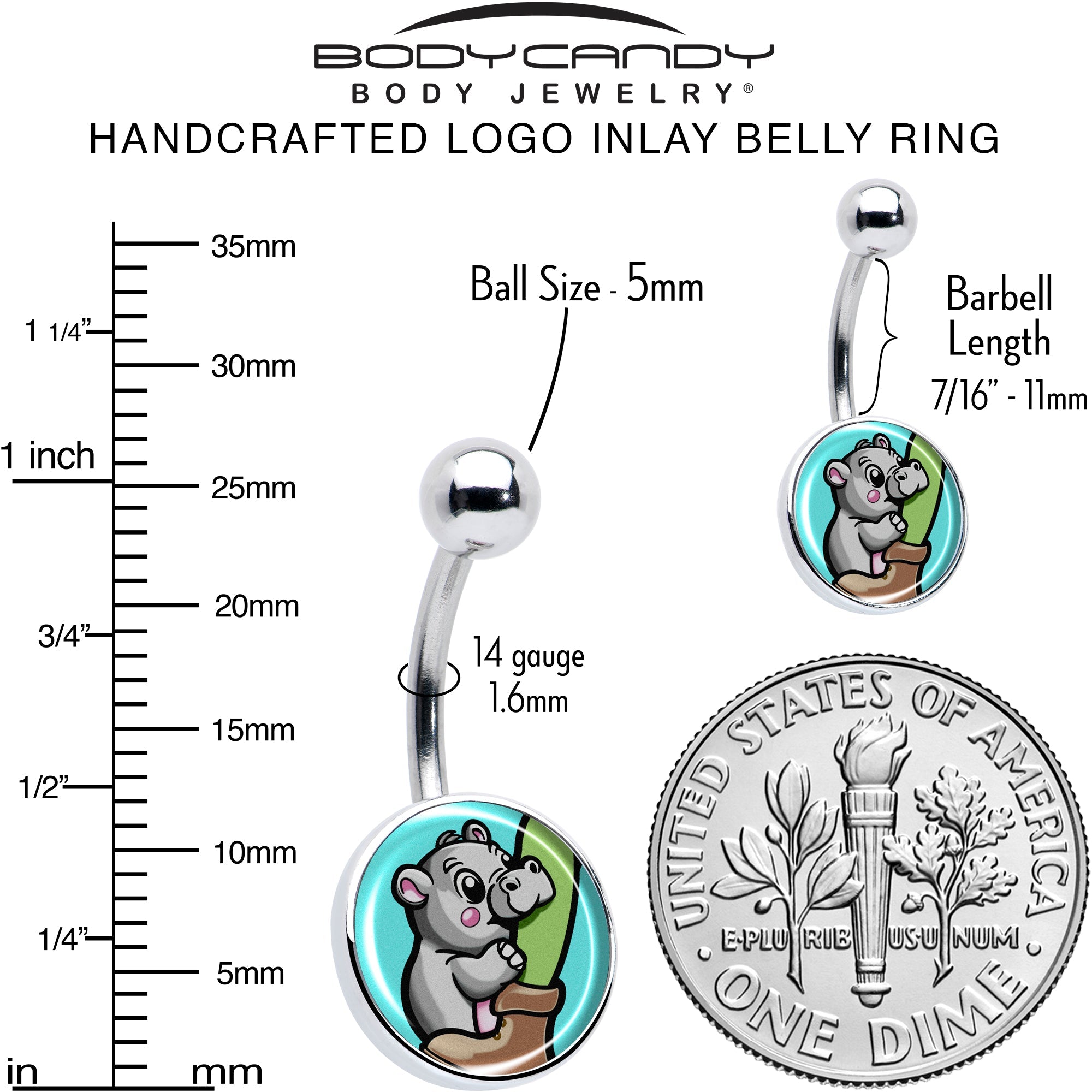 Cute Biting Baby Hippo Belly Ring