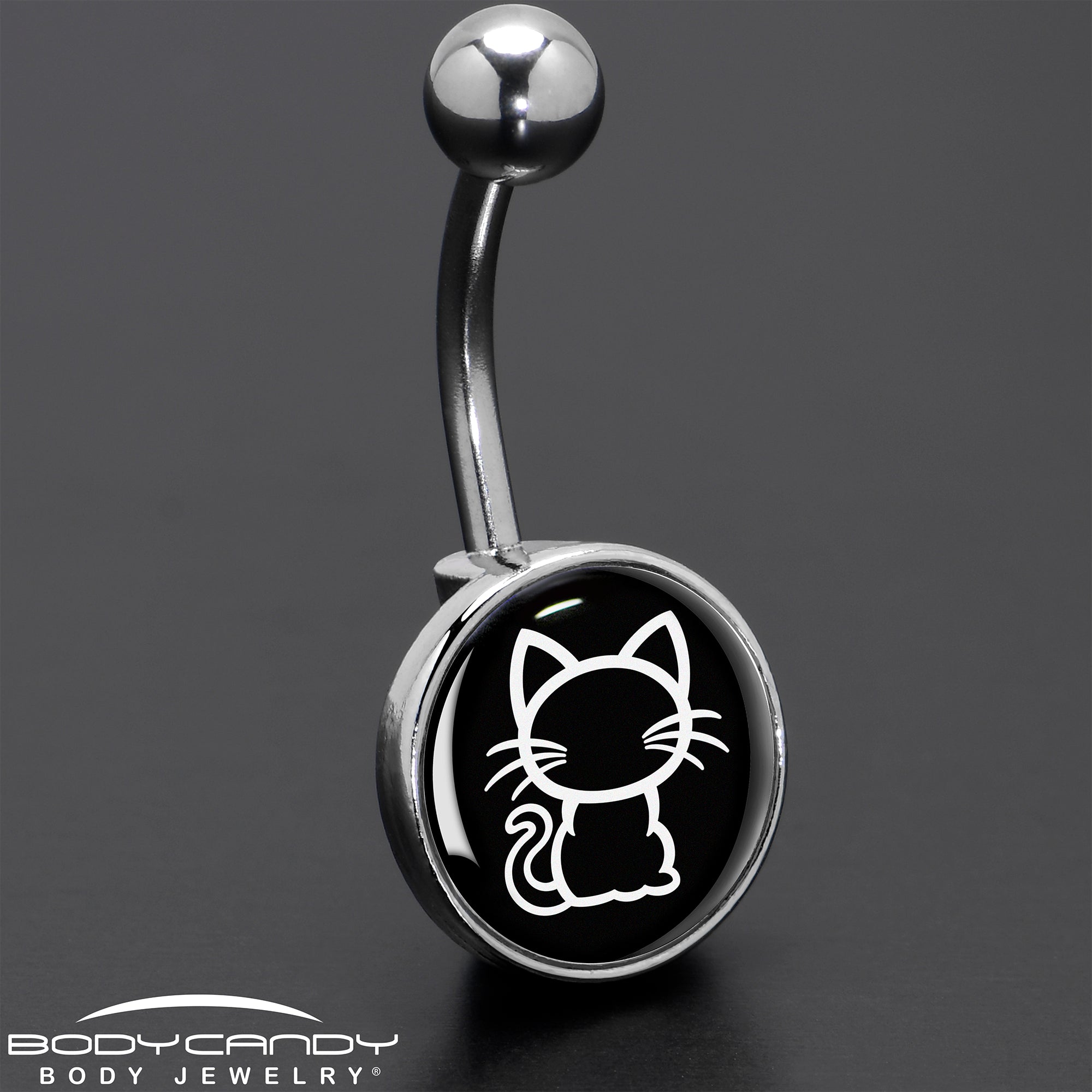 Black and White Kitty Cat Belly Ring by Onyx O